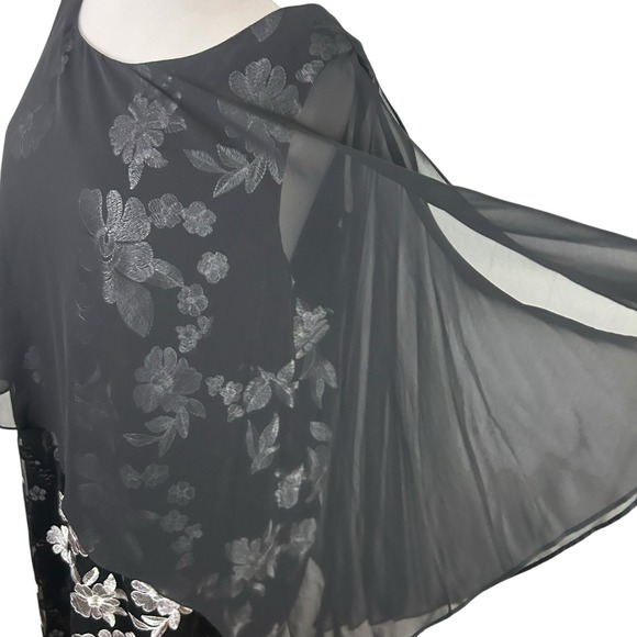 CONNECTED New Cocktail DRESS 24W Plus Black Lace Floral Sheer Embroidered Witchy - Picture 7 of 16